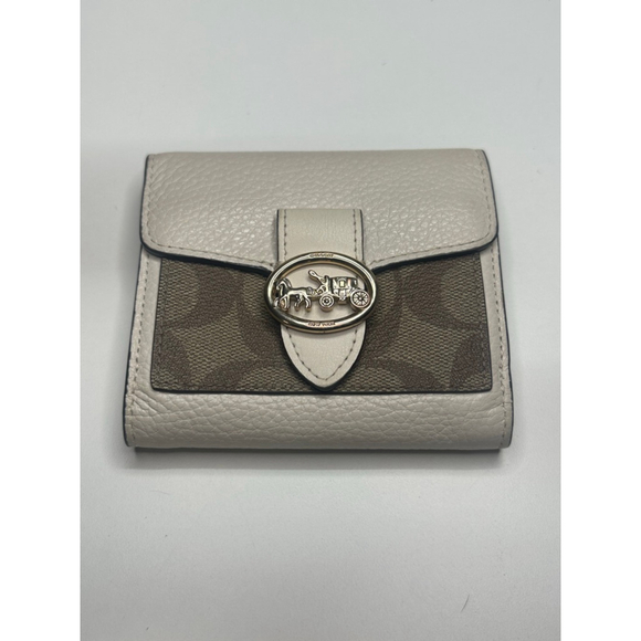 Coach Handbags - Women's Coach Beige & Brown Signature Bi-Fold Wallet One Size